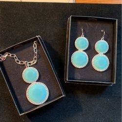 Gift Set Earring And Necklace Turquoise Color