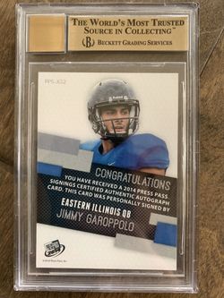 2014 press pass auto Jimmy Garoppolo BGS9.5 AUTO10 7/10 pop 1