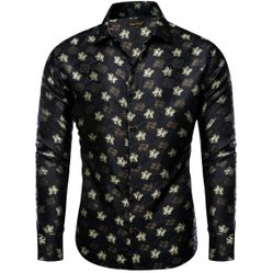 HomeYourTies Black Shirt Jacquard Beige Tan New Small