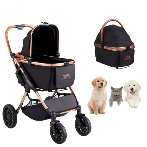 VEVOR 4 Wheels Dog Stroller Rotate with Brakes, 66 lbs Weight Capacity $60