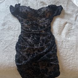 black Flower Dress For Graduation Or Party 