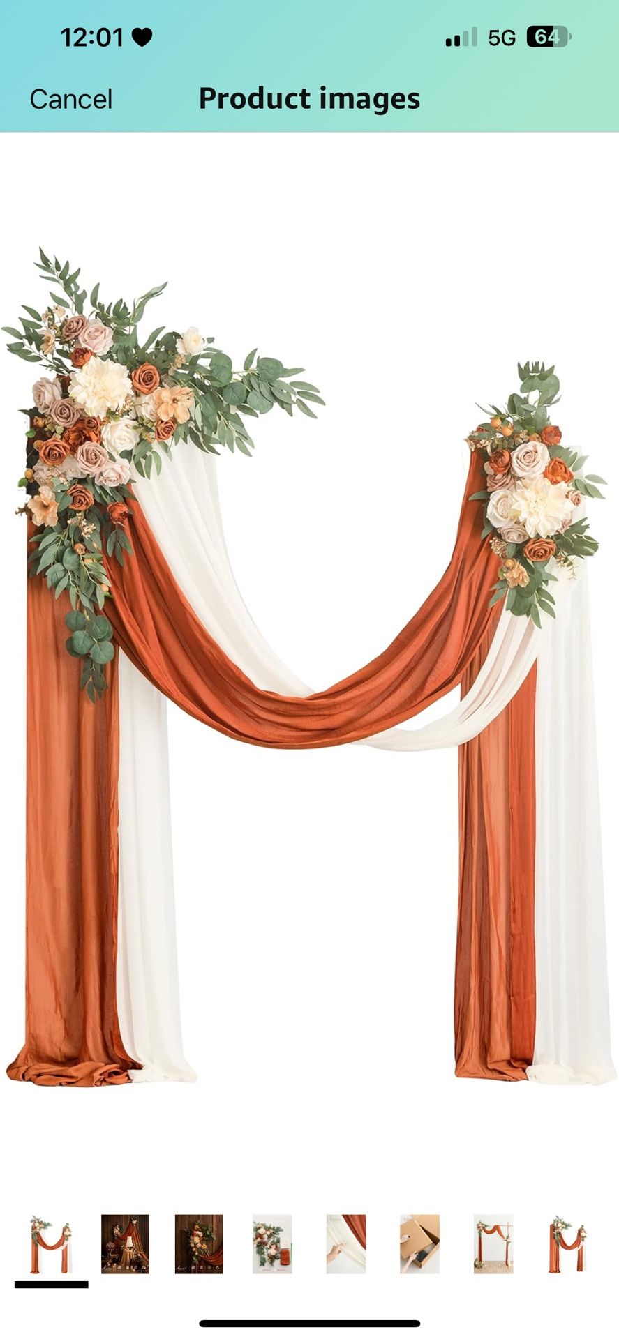 Ling's Moment Fall Artificial Wedding Arch Flowers Kit Pack of 4pcs
