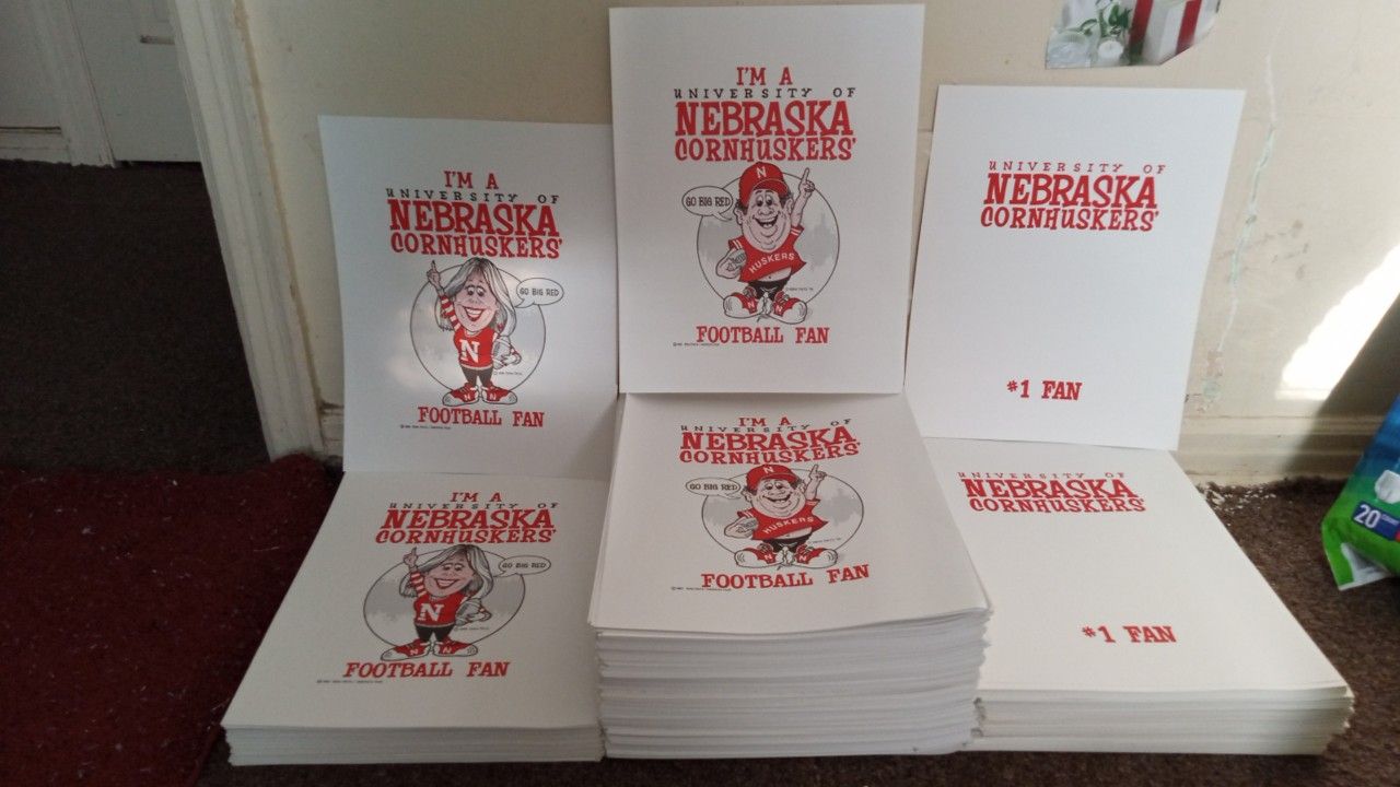 My Dad Dean Designed These Handmade Nebraska Cornhuskers Football Posters 11x14 Size $7.00 A Poster