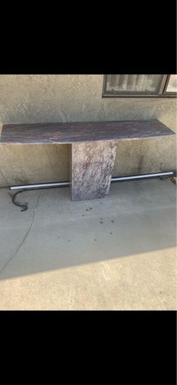 Italian grey and pink marble entry way table