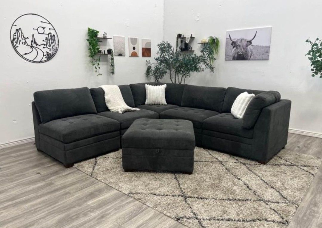 CHARCOAL GREY BRAND NEW MODULAR SECTIONAL SAME DAY DELIVERY 
