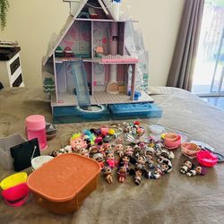 L.O.L. Surprise O.M.G. Winter Chalet Chill Cabin Wood dollhouse and L.O.L. Dolls Lot