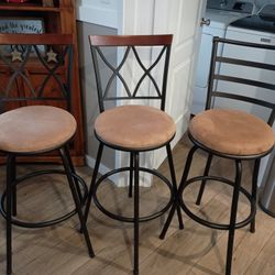 Three Bar Height Swivel Bar Stools