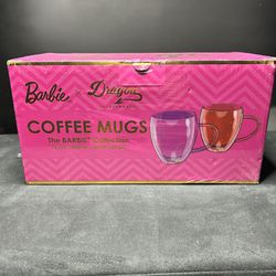 Barbie X Dragon Glassware Coffee Mugs Unopened