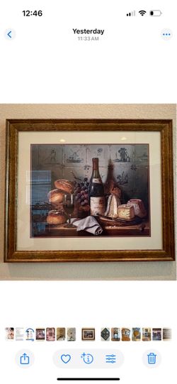 39” x 39” Framed Wine & Cheese Still Life Wall Art