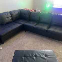 Black Leather Sectional Couch