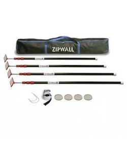 ZipWall 10 ft. Stainless Steel Dust Barrier Poles w/ Adhesive Zippers & Bag