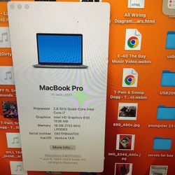 Late 2017 MacBook Pro 2.8 GHZ QQUAD CORE INTEL CORE I7