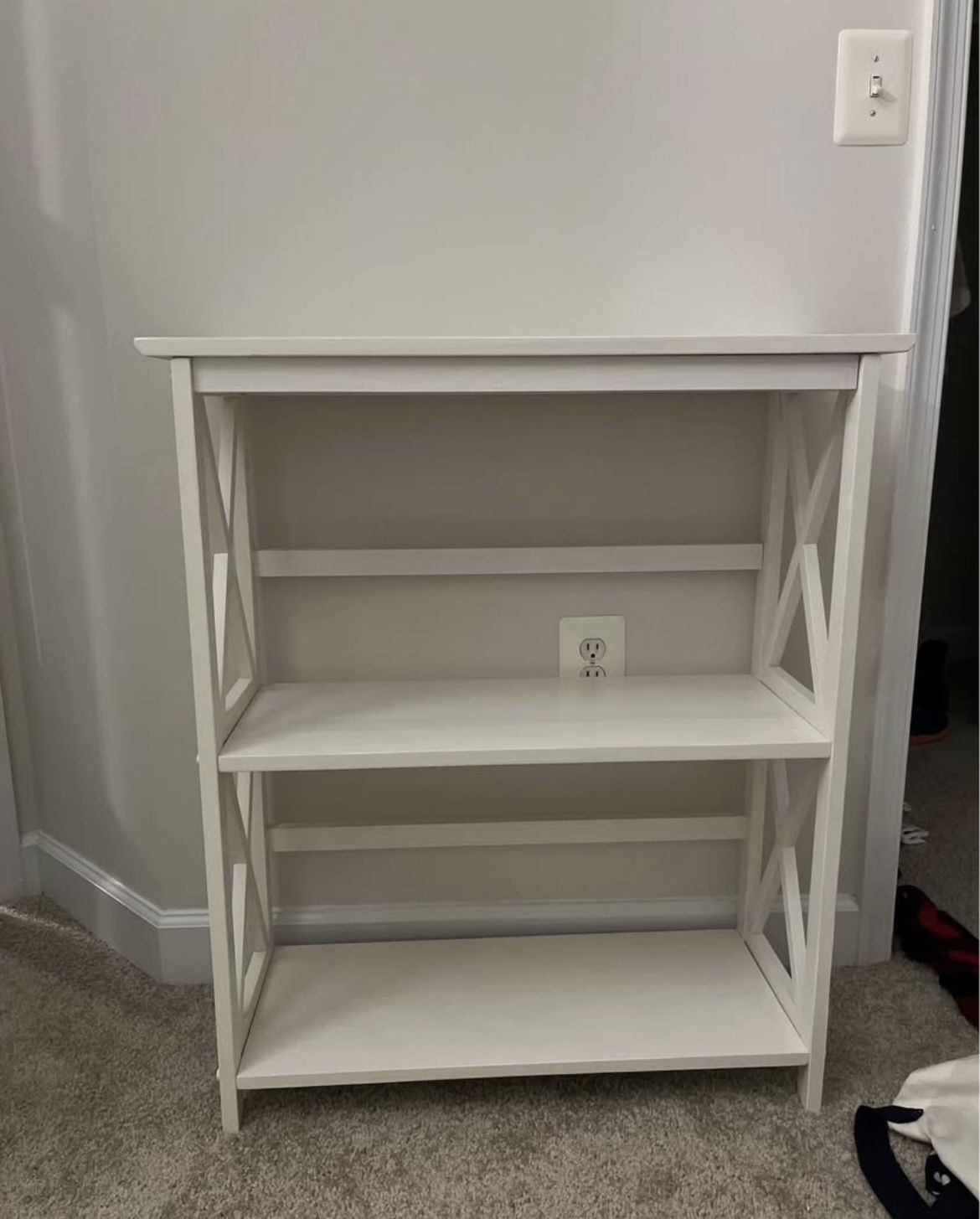 3-Tier Solid White Wood Bookshelf Console Table