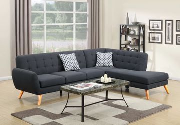 Brand New Dark Grey Retro Style Sectional Sofa