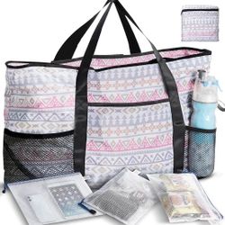 Womens beach bag with zip cheap