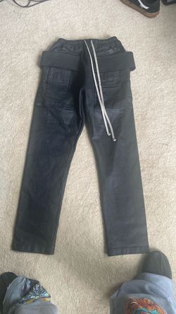 Rick Owens Black Waxed Cargo Pants