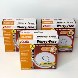 3 Kidde Hardwired Smoke Alarms w/ 10-Year Backup Battery – New In Box
