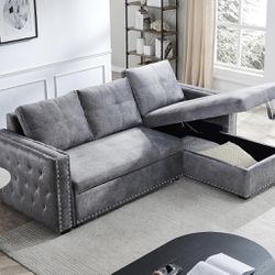 Morden Fort Sectional Sleeper Sofa with Chaise Storage 3 Seat L-Shape Sectional Couch w