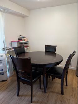 Wood dining table and 4 chair set