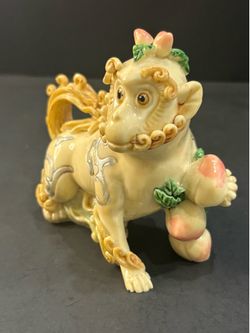 Chinese Zodiac Monkey Figurine Holding Longevity Peach Faux Ivory Qianlong Mark