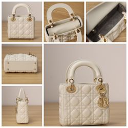 Lady Cannage Shoulder Hand bag Leather Pink  Size：24×20×11cm