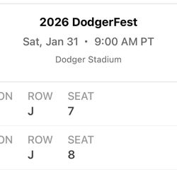 Dodger Fest Front Section Field 1 Row J Seats 7-8