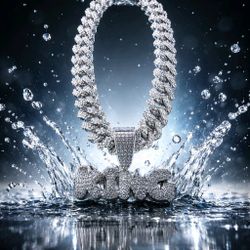 White Gold Filled 20 Inch Cuban Link 10mm with Pendant $40
