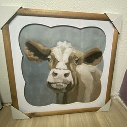 Framed Cow Art Decor