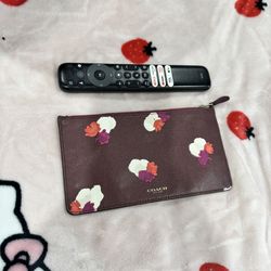 COACH Authentic Burgundy Flower Print Pouch