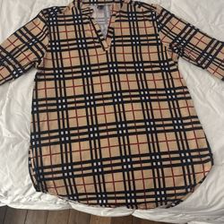Woman’s 3/4 Sleeve Plaid Shirt