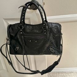 Motorcycle City Handbag Black Leather