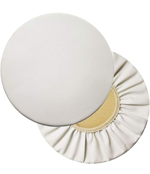 4PC Bar Stool Cover Round Chair Slipcover Waterproof PU Stool Cover Anti-Slip Round Seat Cover White 16in