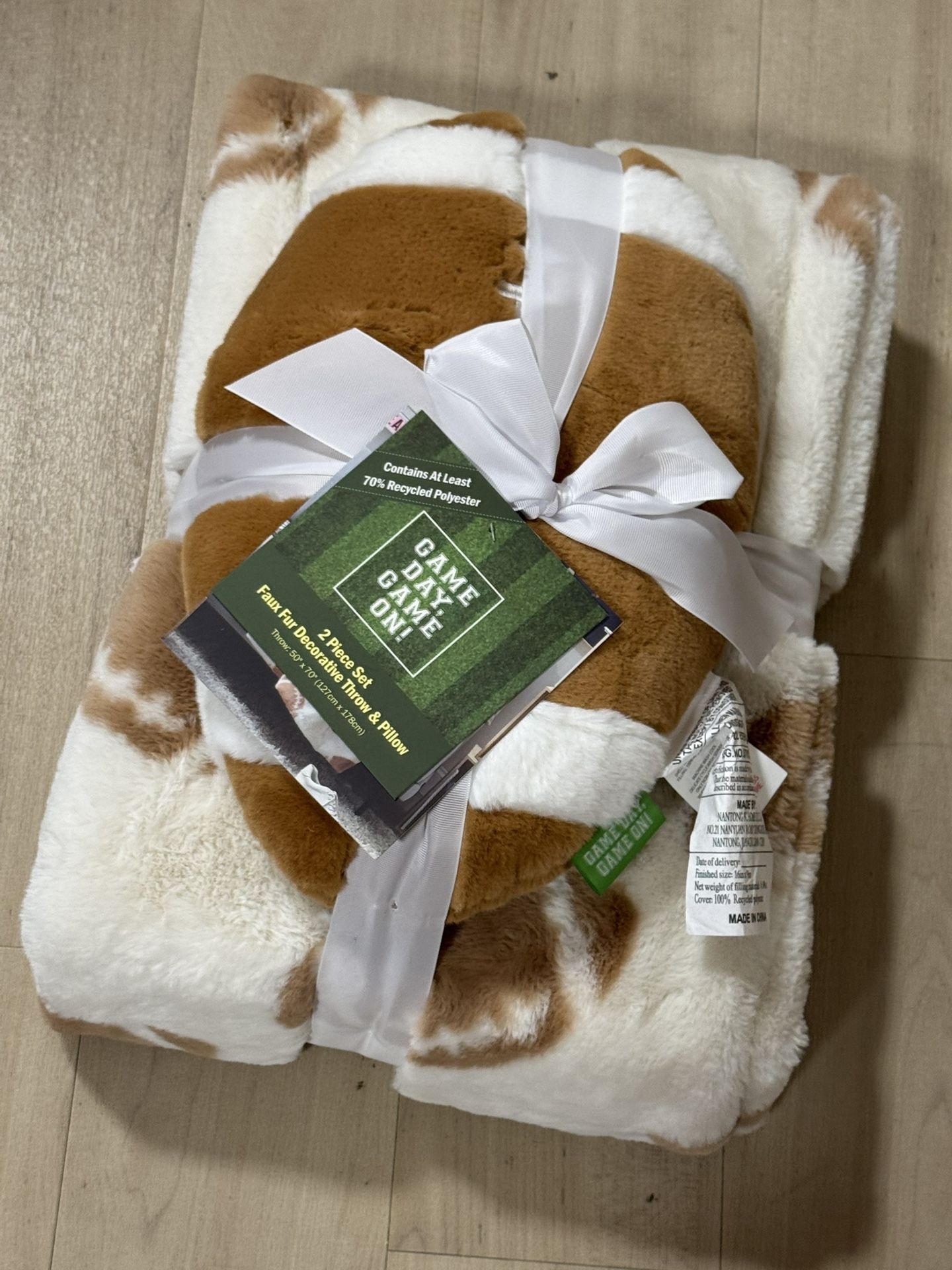 Game day Game On! faux fur blanket and pillow