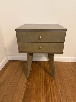 Mid Century Modern Gray Wood Night Stand