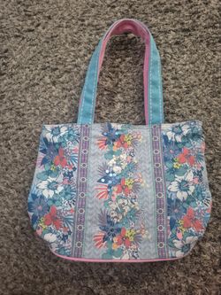 Floral Canvas Tote Bag with Sequin Detail