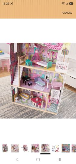 NEW KidKraft Annabelle Wooden Dollhouse with Elevator, Balcony and 17 Accessories
