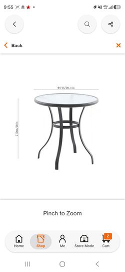 Dark Taupe Glass Table 22 inches