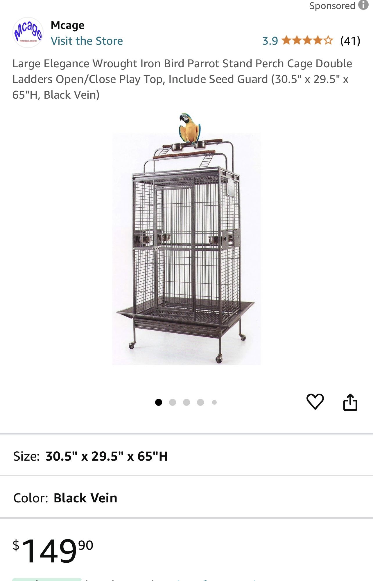 Large Iron Bird/Parrot Cage.