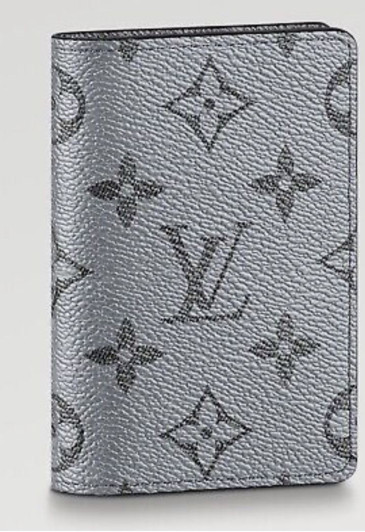 Louis Vuitton Taiga Gunmetal Grey Silver Monogram Logo Pocket Organizer  Wallet