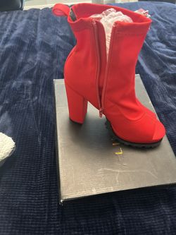 Red Peep Toe Ankle Boot