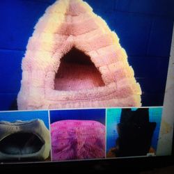 PINK PYRAMID BED $15- GREY $15 CARPET $5 BACK PACK CARRIER 10