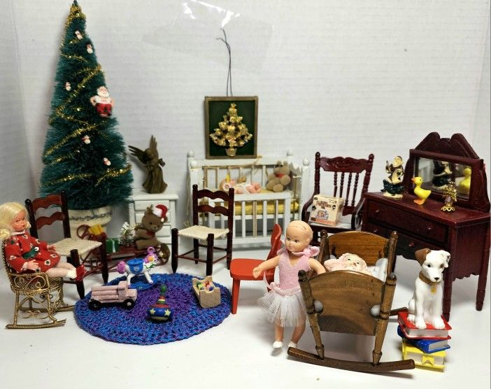 Miniature Dollhouse Furniture Vintage Creepy Spooky Halloween Nursery