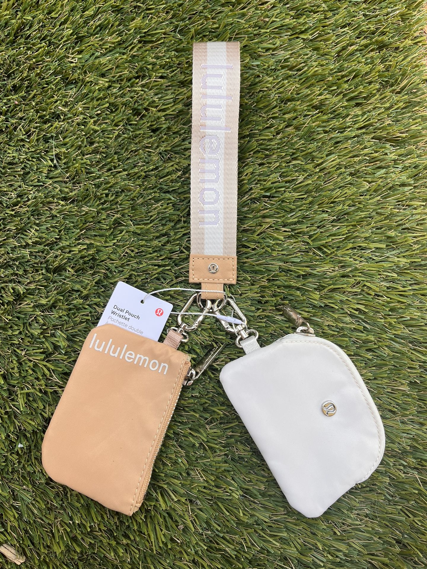 Beige Lululemon keychain