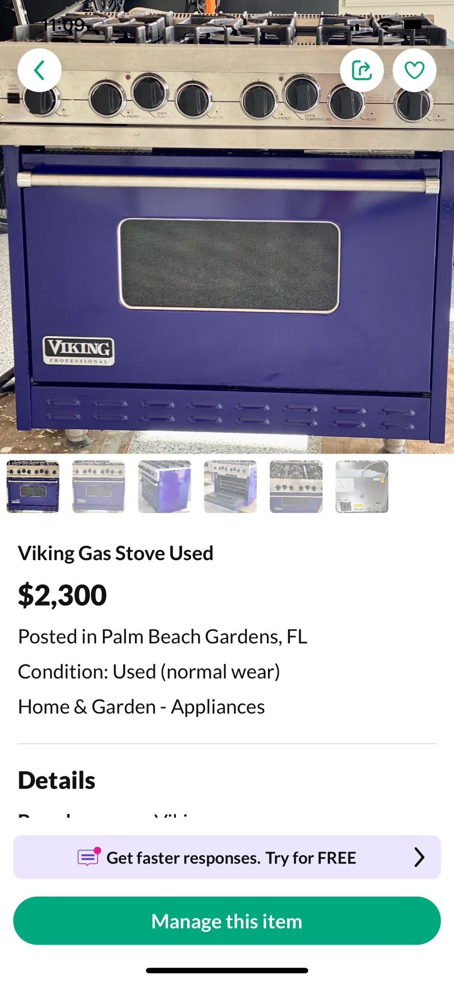 Viking Professional Gas Stove 