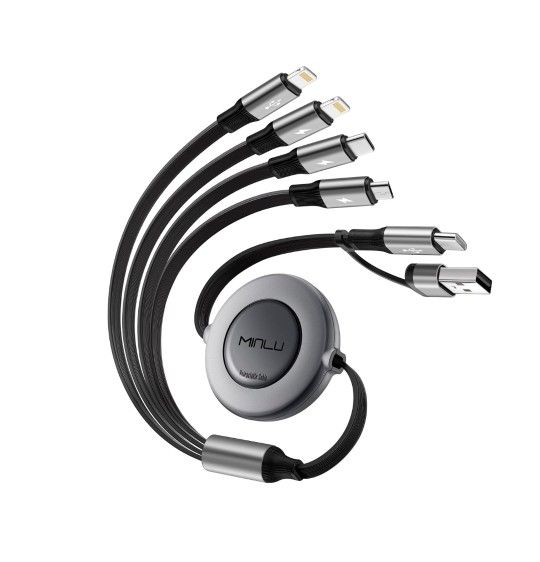 Retractable Car Charger, 4 in 2 Multi Charging Cable 4A, 4Ft USBC Charging Cable