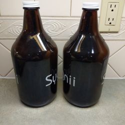 64 Ounce (1/2 Gallon) Amber Glass Beer Growler X 2