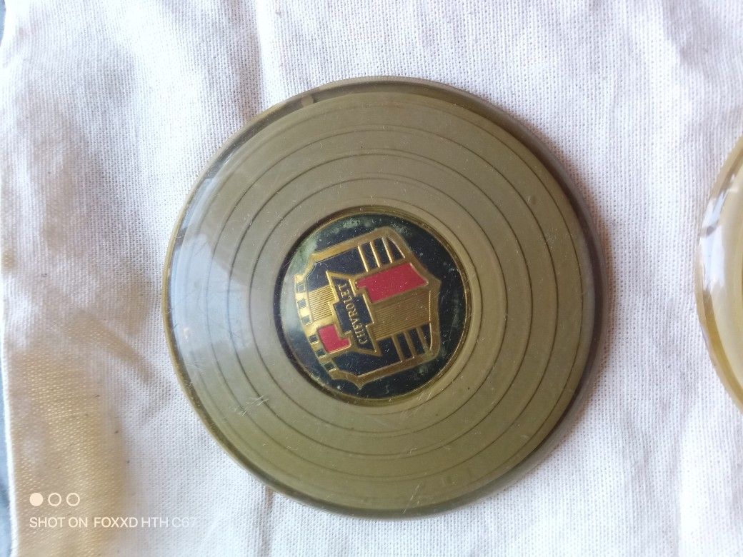 (2) 1948 Chevrolet Banjo Steering Wheel Horn Button Cap