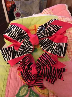 2 hot pink/zebra bows. 1 jumbo/1 medium
