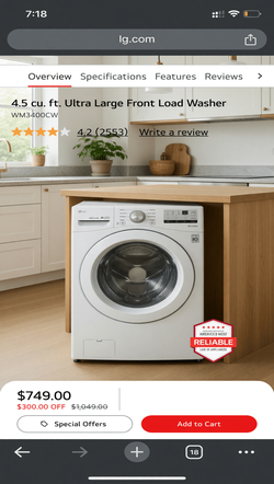 LG Front-Load Washer & Electric Dryer Set – Like New, 4.5 & 7.4 cu ft - Houston, TX