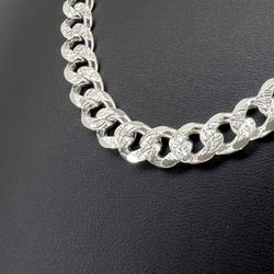 925 Sterling Silver Pave Curb Necklace 26” 8mm 68.50grams 161248 4
